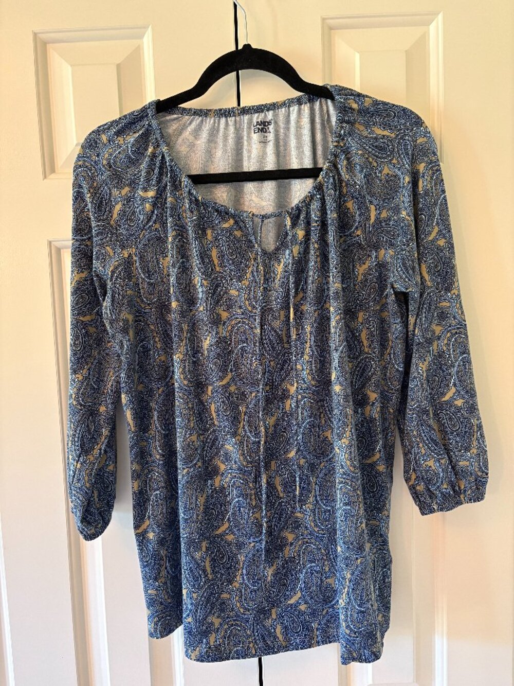 NWOT Land's End Women's Paisley Boho Peasant Top Sz LP